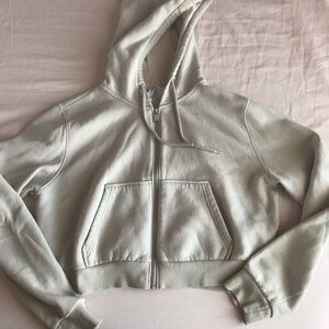 Beige Cropped Hoodie